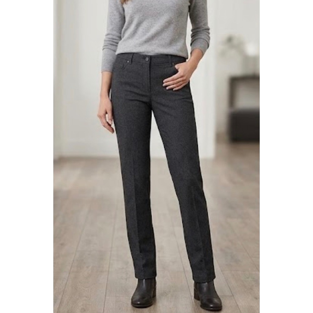 Talbots Womens Gray Ponte Knit Slim Leg Ankle Pants Size 6 Charcoal Heather